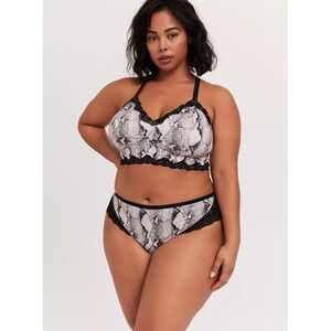Torrid Curve Bralette L 0 Electric Snake‎ Microfiber Racerback Lace Trim Bra
